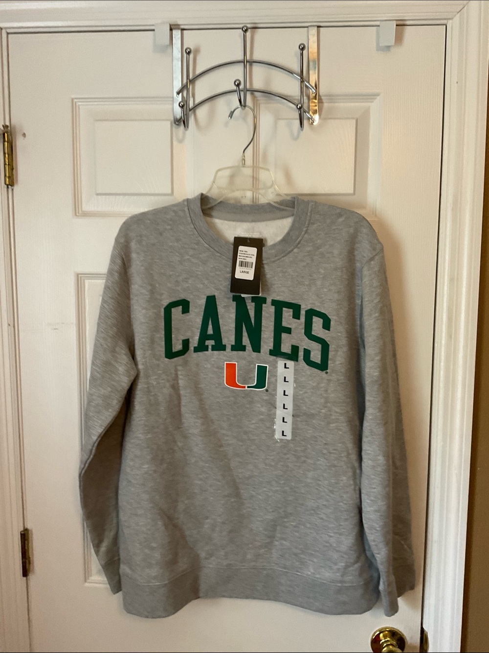 Captivating Unisex University of Miami (Hurricane) Crewneck Sweatshirt Size L